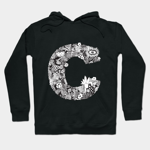 Floral C Letter Hoodie by HayleyLaurenDesign